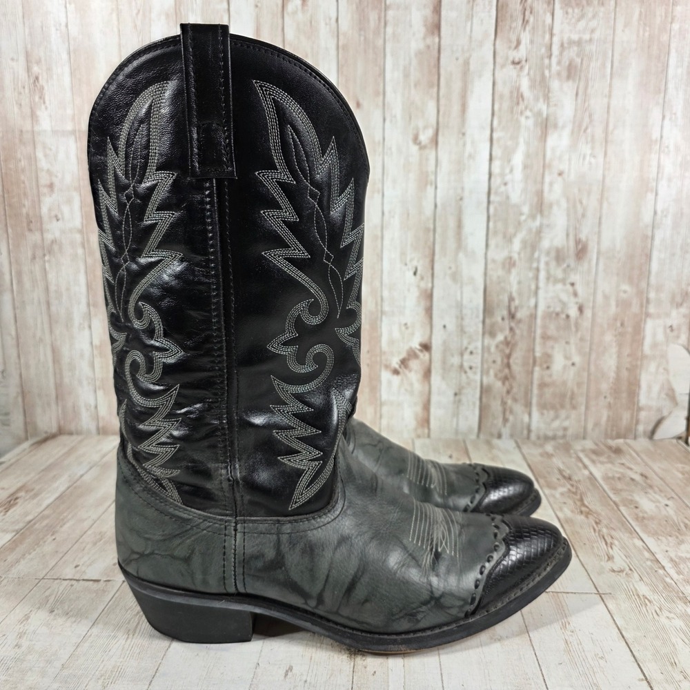 Laredo Mens 6782 Black Gray Leather Western Cowboy Boots Size 11 D